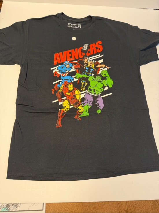 Marvel Other - Marvel Black Tee with Red, Blue, Green, Yellow and Purple Avengers Graphic